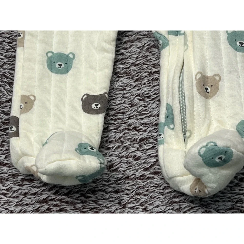 Dream Girl Baby 3-6M Quilted Bear Print Footed Sleeper Pajamas Zip One Piece